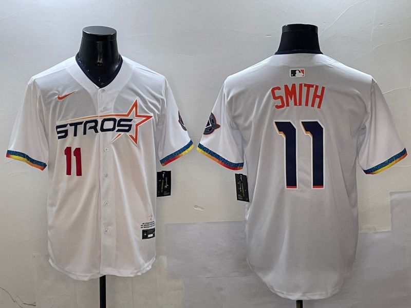 Men Houston Astros #11 Smith White Fourth generation Joint Name 2025 Nike MLB Jersey style 6